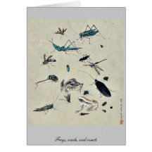 Frogs, snails, and insects greeting cards