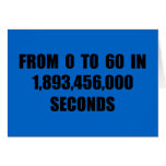 From  0 to 60 in seconds greeting card