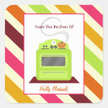 From The Kitchen Of...Bright Green Stove & Stripes Stickers