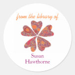 "From the library of" blooming heart bookplate Stickers
