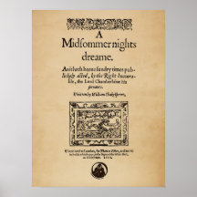 Front Piece to the A Midsummer Nights Dream Quarto Posters