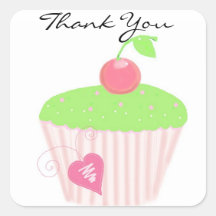 Frosted Cupcake Thank You Stickers