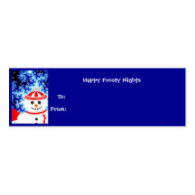 FROSTY'S NIGHT Snowman Holiday Gift Tag Business Cards
