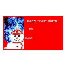 FROSTY'S NIGHT Snowman Holiday Gift Tag Business Card