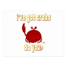 Frowning Red Crab I've Got Crabs Do You Postcard