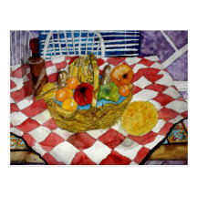fruit basket still life art postcards painting