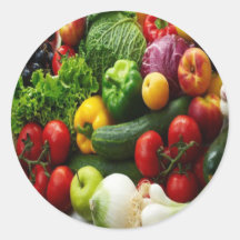 FRUIT & VEGETABLES ROUND STICKER