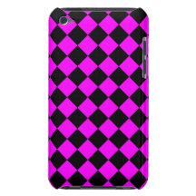 Fuchsia and Black Diagonal Checkerboard Design iPod Case-Mate Case