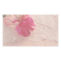fuchsia and rose on lace business card