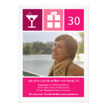 Fuchsia Birthday Icon Grid Photo Custom Announcements
