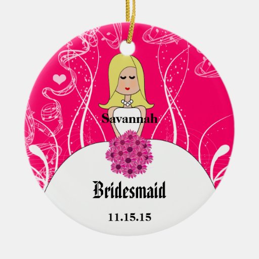 Fuchsia Blonde Wedding Gown Bridesmaid Ornament