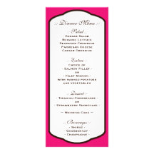Fuchsia Brown & White Wedding Reception Menus Rack Card Template