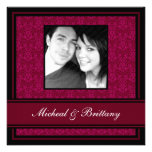 Fuchsia Damask Wedding Engagement Announcement