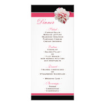 Fuchsia Flower Pink & Black Wedding Reception Menu Custom Rack Cards
