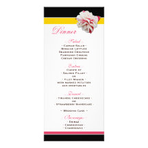 Fuchsia Flower Pink Yellow Wedding Reception Menu Customized Rack Card