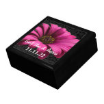 Fuchsia Gerber Daisy Damask Wedding Anniversary Trinket Boxes