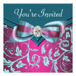 Fuchsia Hot Pink Teal Blue All Occasion Party Custom Invite