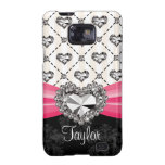 Fuchsia Pink Rhinestone Heart Samsung Galaxy S Cas Samsung Galaxy SII Case