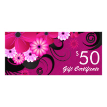 Fuchsia Purple Elegant Custom $50 Gift Certificate Rack Cards