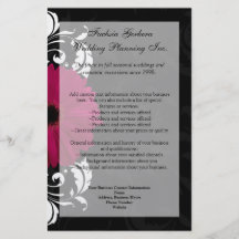 Fuchsia Scroll Gerbera Daisy w/Black and White Flyer Design