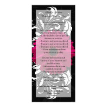 Fuchsia Scroll Gerbera Daisy w/Black and White Custom Rack Cards