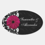 Fuchsia Scroll Gerbera Daisy w/Black and White Stickers