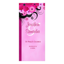 Fuchsia Wedding Program Ceremony and Wedding Party Custom Rack Card