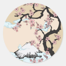 Fuji and Sakura Round Sticker