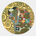 Fulfilment (The Embrace) by Gustav Klimt Round Sticker