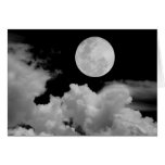 FULL MOON CLOUDS BLACK AND WHITE CARD