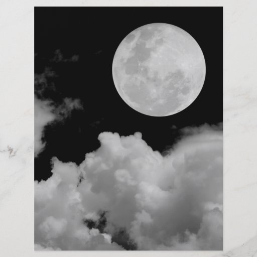 FULL MOON CLOUDS BLACK AND WHITE FLYERS