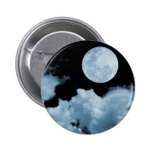 FULL MOON CLOUDS BLUE PINBACK BUTTON