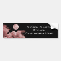 FULL MOON CLOUDS RED BUMPER STICKER