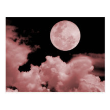 FULL MOON CLOUDS RED POSTCARDS