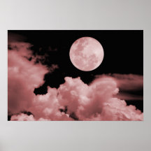 FULL MOON CLOUDS RED POSTERS
