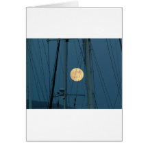 Full Moon Over A Marina Greeting Card