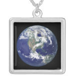Fully lit Earth centred on North America Personalized Necklace