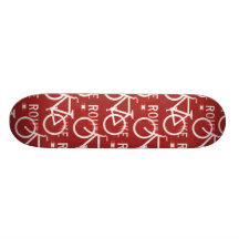 Fun Bike Route Fixie Bicycle Cyclist Pattern Red Skate Boards
