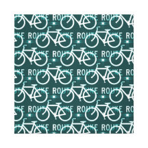 Fun Bike Route Fixie Bike Cyclist Pattern Stretched Canvas Print