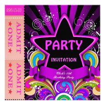 Fun Birthday Party Girls Hot Pink Tickets 2 Custom Invites