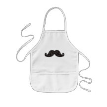 FUN BLACK GLITTER MUSTACHE APRON
