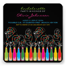 Fun Bubbly Celebrations Bachelorette Party Invite