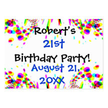 Fun Colourful 21st Or Any Age Birthday Party Card Business Card Templates