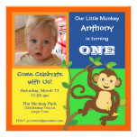 Fun Colourful Little Monkey Photo Invitation