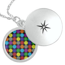 Fun Colourful Multi Coloured Circles Discs Buttons Pendant