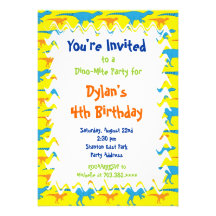 Fun Cool Dinosaur Birthday Party Invitations