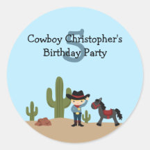 Fun cowboy western boy's birthday party stickers