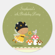 Fun cute fairy girl's birthday party stickers