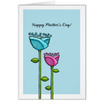 Fun Doodle Flowers blue pink Mother's Day Card