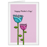 Fun Doodle Flowers pink blue Mother's Day Card